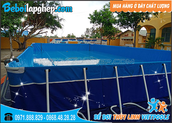 Bể Bơi Khung Kim Loại Lắp Ghép Tại Hà Nam KT 6.6mx9.6m - 2020 7