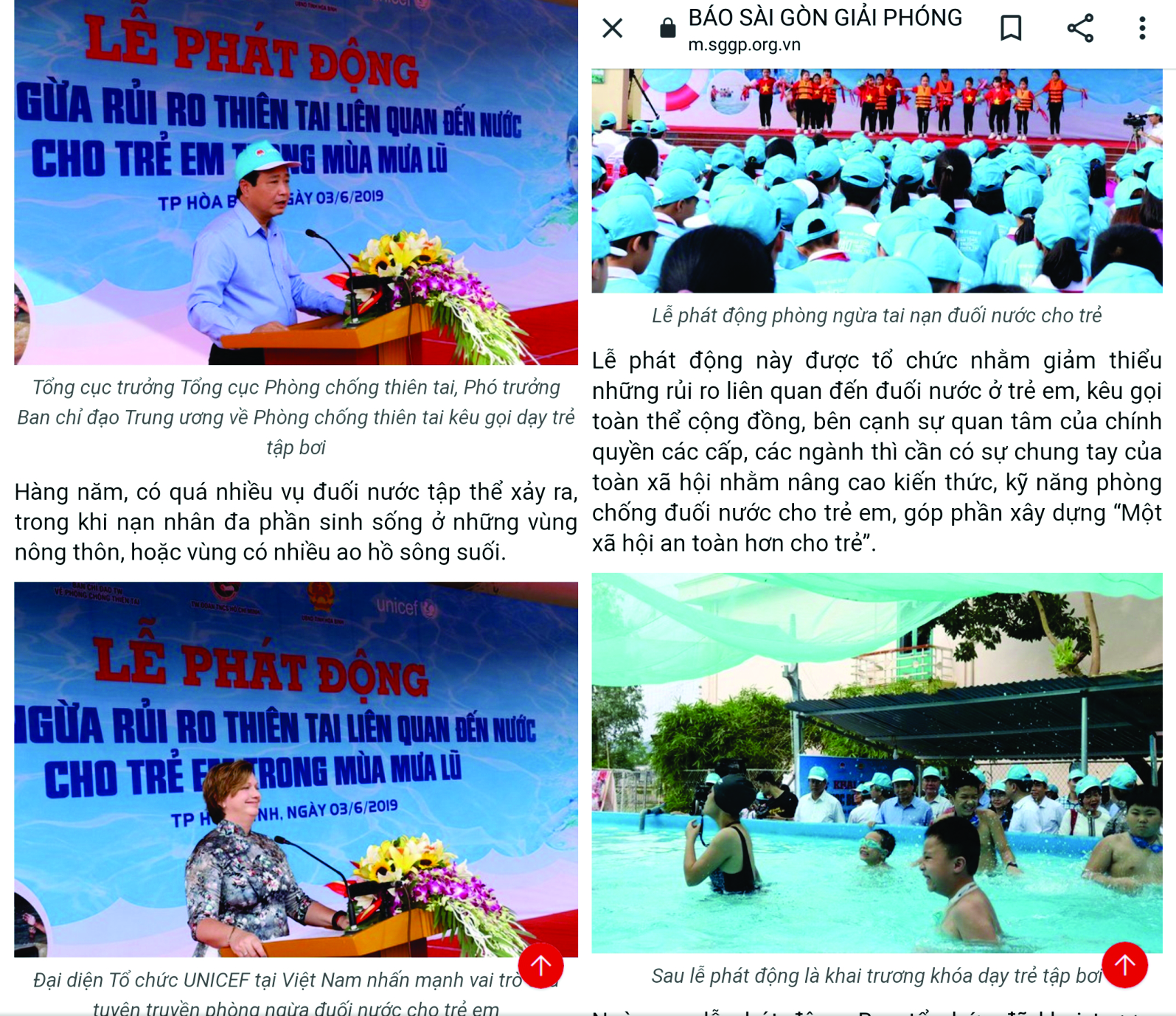 phát động phong trào cứu đuối trẻ em VN